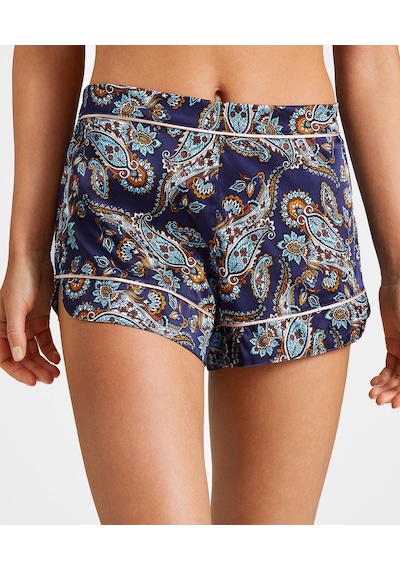 Aubade Silk By Night Shorty Kontrast Paspelli Stretch Ipek Külot Mavi