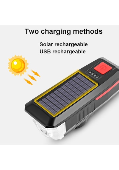 Solar Bisiklet Feneri Su Geçirmez T6 Led Güneş Enerjili Usb Şarjl