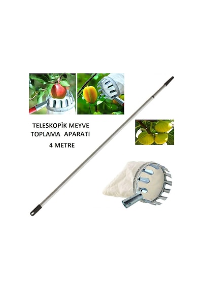 Meyve Toplama Aparatı Sepeti Çap Ø16 CM 4 Metre Teloskopik Saplı