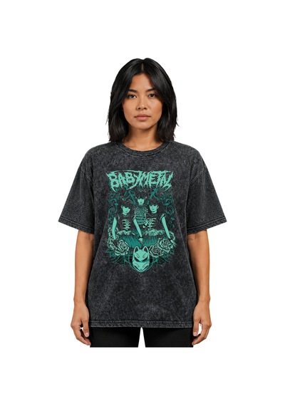 Sevbano Babymetal Rock Metal Müzik Grubu Baskılı Unisex Oversize Vintage Siyah