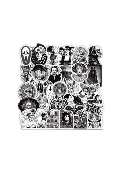 Gothic Sticker Seti - 45 Sticker - Telefon, Bilgisayar Ve Diğer Yüzeylere Uygun Abanoz