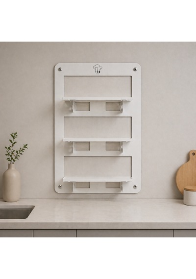 Hamton Elkat Katlaraf 7050 - Katlanabilir Metal Baharatlık Raf - Beyaz