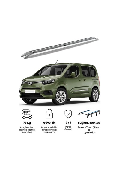 Toyota Proace 2019 Kısa Hydra Premium Tavan Çıtası Siyah - Port Bagaj Ve Ara Atkı Uyumlu Tavan Barı