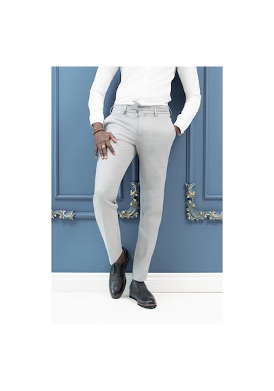 Ecer Regular Fit Beli İplikli Yan Cepli Astarsız Kışlık Kumaş Pantolon gri
