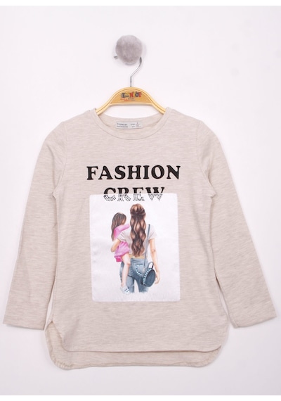 Toontoy Kids Toontoy Kız Çocuk Fashion Baskılı Tişört Bej