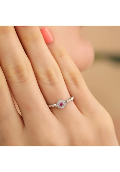 Gümüş Ayarlanabilir Küçük Pembe Zirkon Taş Yüzük Silver 925 Ayar