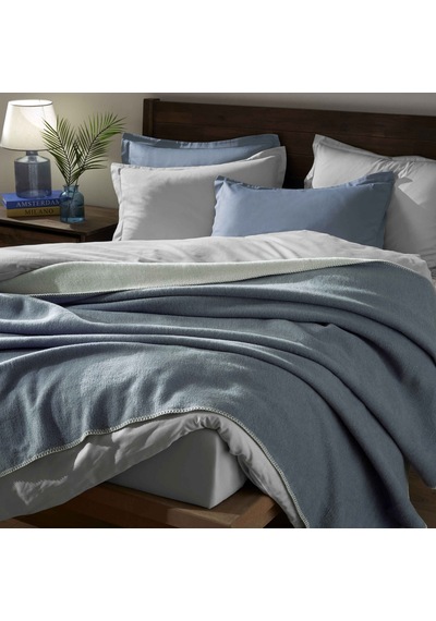 Linens Gloria Çift Kişilik Gri/mavi Battaniye