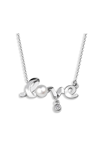 Kuyumcudukkani "beyaz İncili Love Yazılı" Kolye-20577-w-w Beyaz
