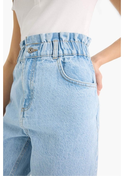Defacto Paperbag Yüksek Bel Düz Paça Uzun Jean Kar Yıkamalı Pantolon E7760ax25aunm39 Mavi