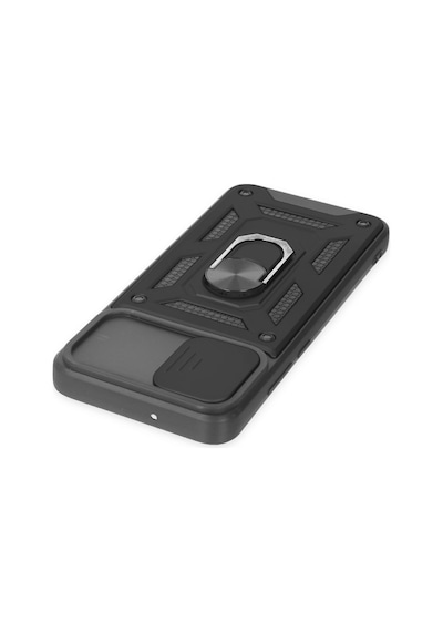 Samsung Galaxy  Uyumlu,  A03 Kılıf Pars Lens Yüzüklü Silikon - Siyah