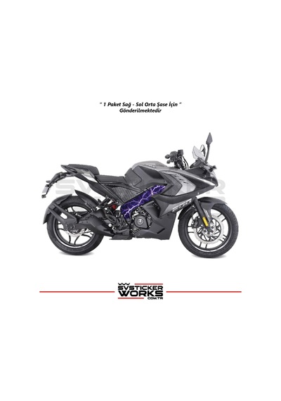 Bajaj Pulsar Rs200 Orta Şase Kaplama Mor Şimşek Desen Sticker Diğer