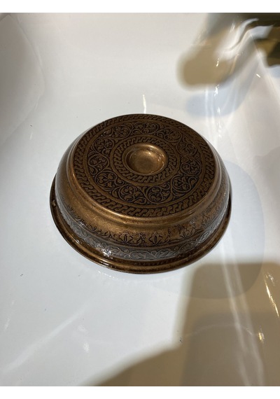 İsaoğlu Yapı Bakır Hamam Tası Bron Kurna Tası İşlemeli Motifli Ağır Kurna Tası Bakır