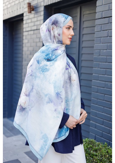 Mimiyum Simple Roses Soft Şal Turkuaz