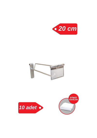 Etiketli Tel Pano Kancası 20 Cm Galvaniz Mağaza Raf Askı Kancası 10 Adet