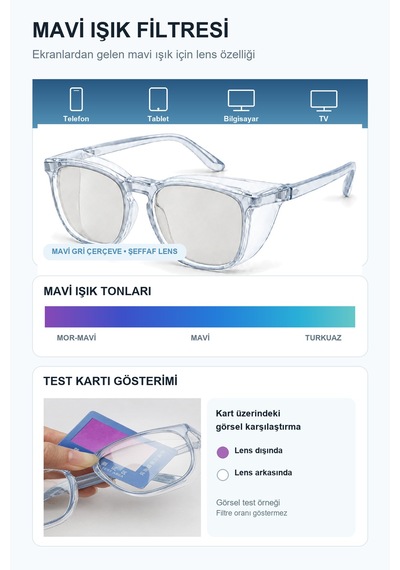 Fotokromik Polarize Uv Korumalı Buğu Önleyici Yan Siperlikli Güneş Gözlüğü Mavi Gri Siyah