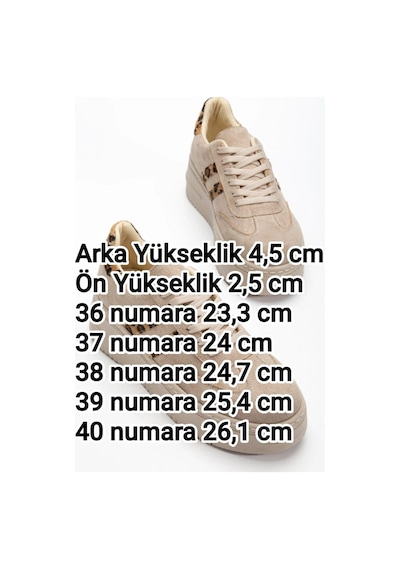 Bahrina Kadın Kalın Tabanlı Sneaker Bej Süet Leopar