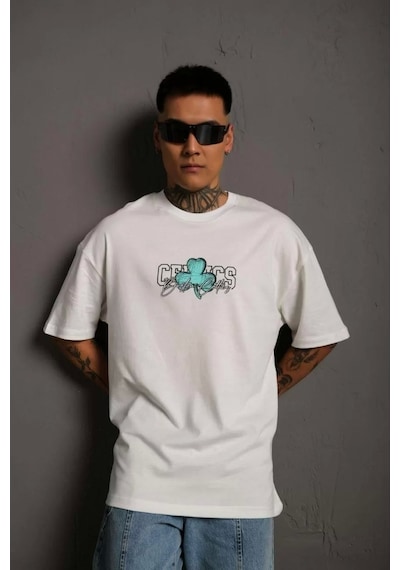 Erkek Sırt Baskılı T-shirt - Beyaz