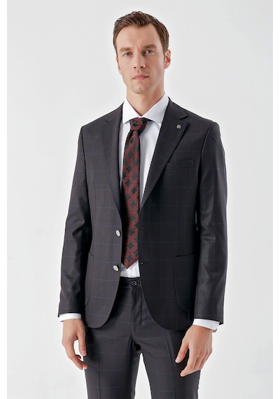 Morven Erkek Mürdüm Poliviskon Trend Ekoseli Slim Fit Mono Yaka Takım Elbise Mürdüm Morven Erkek Mürdüm Poliviskon Trend Ekoseli Slim Fit Mono Yaka Takım Elbise Mürdüm