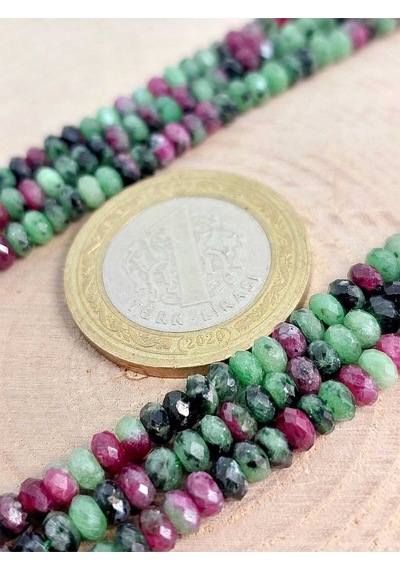 Bileklik Boy Anyolit Rubizoit-rubyzoisit Taşı Rondela Fasetkesim Yarım Dizi 2.5 4mm Uzunluk 18cm Çok Renkli