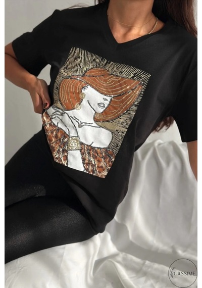 Cassime Kadın Siyah Büyük Beden Şapkalı Kadın Pul Payet İşlemeli %100 Pamuk Tişört Xl-2xl-3xl Cassime Kadın Siyah Büyük Beden Şapkalı Kadın Pul Payet İşlemeli %100 Pamuk Tişört Xl-2xl-3xl