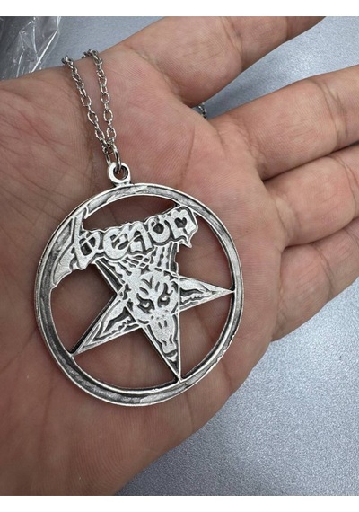 Venom Zincirli Kolye Keçi Kafası Pentagram Figürlü Metal Kolye 60 Cm Gotik & Ezoterik Unisex Takı Çok renkli