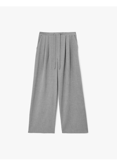 Koton Beli Bağlamalı Cepli Geniş Paça Kumaş Baggy Pantolon Gri 6wak40150pw Gri