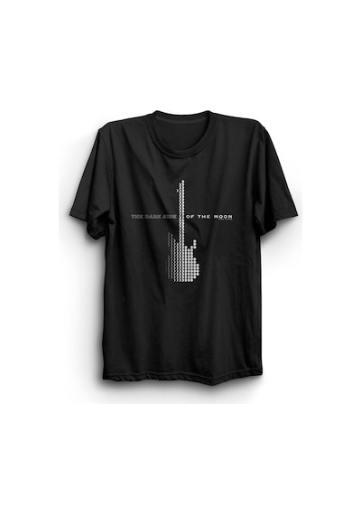 Gitar Baskılı Unisex %100 Pamuk Siyah T-shirt SIYAH