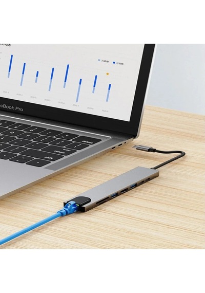 Miaxtreme 8 In 1 Usb Type-c Usb 2.0/3.0 Audio 3.5 Tf Sd Çevirici Adaptör Çok Portlu Çoklayıcı Usb Hub