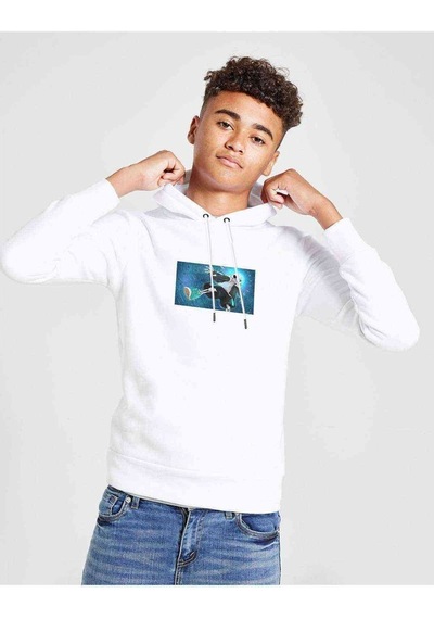 Tshirthane Underswap Sans Baskılı Unisex Çocuk Kapüşonlu Beyaz Sweatshirt Beyaz