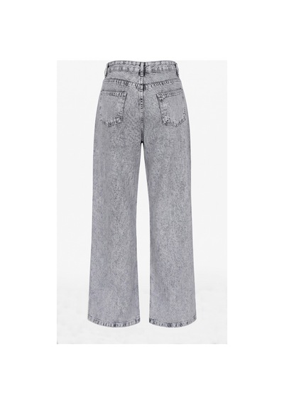 Kene Jeans Ön Taşlı Gri Kar Denim Wide Leg/bol Paça Pantolon Gri Kar
