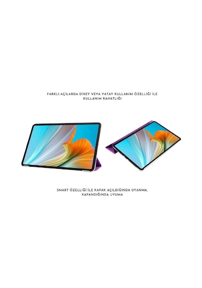Matepad Se 10.4 Inç Uyumlu Uyku Modlu Smart Tablet Kılıfı Ekran Koruyucu Ve Kalem Seti Mor