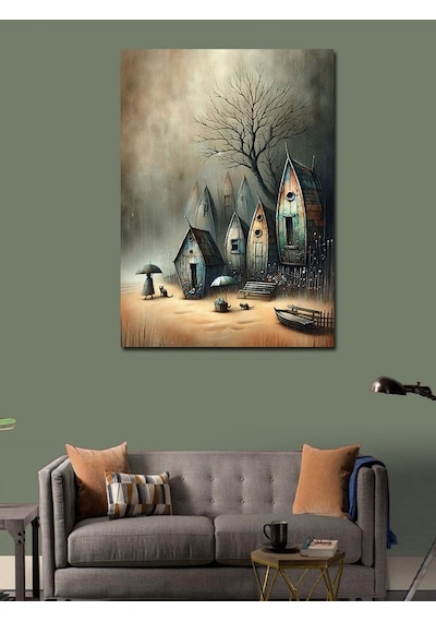 Kanvas Tablo Yağmurdaki Küçük Evler 50cmx70cm