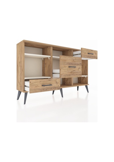 Arges Konsol 4 Raflı 3 Çekmeceli 132x30x83 Çam-aytaşı/çam Aytaşı/çam
