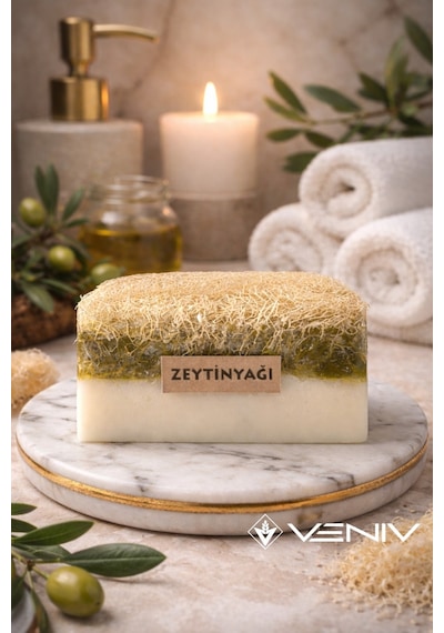 %100 Doğal Kabak Lifli Sabun - Zeytin Yağlı & Keçi Sütü - 100 Gr Diğer