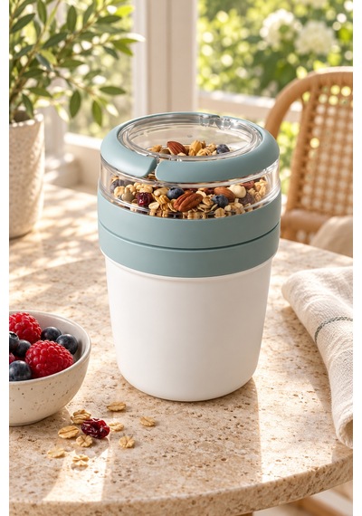 Emilahome Mıxme Muesli Cup 650 Ml Beslenme Kabı &yoğurt Kabı & Mama Kabı Turkuaz - 873535709 Turkuaz