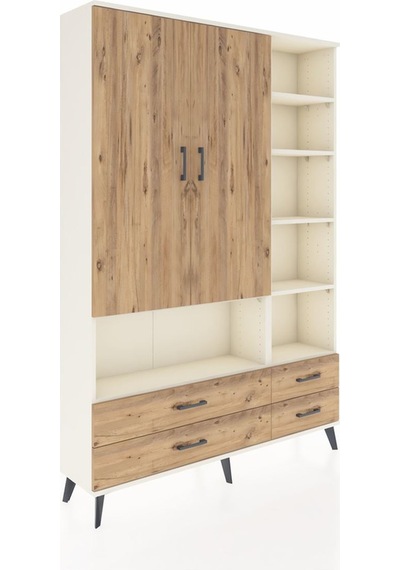 Arges Dolap 10 Raflı 4 Çekmeceli 2 Kapaklı 132x30x195 Aytaşı-çam/çam Atlas Çam/atlas Çam