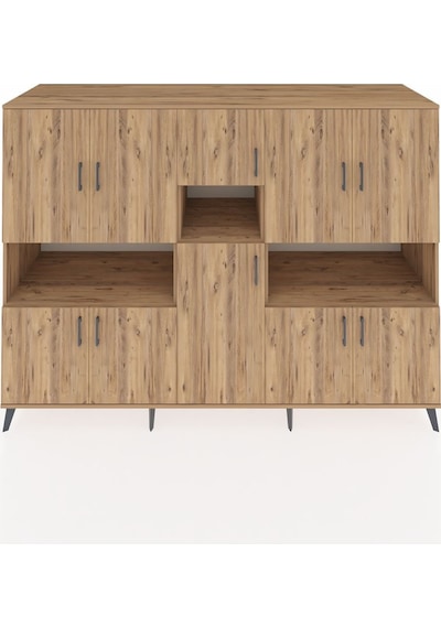 Kronos Dolap 14 Raflı 10 Kapaklı 220x59x163 Çam-çam Atlas Çam - Atlas Çam