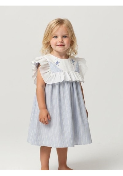 Zekids Kız Bebek Kaplumbağa İşlemeli Elbise-17282 Çok Renkli
