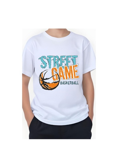 Panios Kids Street Baskılı Erkek Çocuk Yuvarlak Yaka Kısa Kollu T-shirt Beyaz