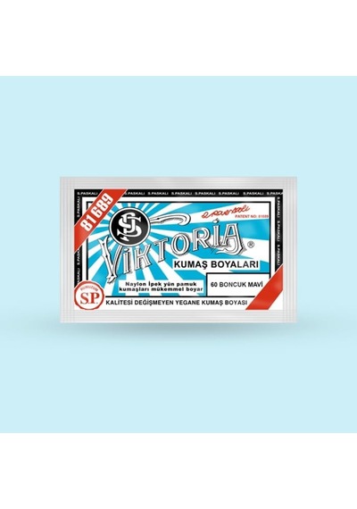 Viktoria Kumaş Boyasi 60 Boncuk Mavi - 3 Paket Boya + 2 Paket Fiske Genel