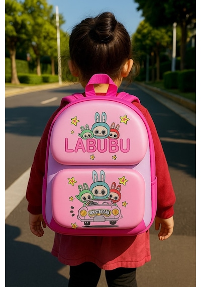 Anaokul Kreş Sırt Çantası Labubu - Kız Pudra Pembe