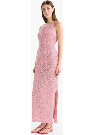 Defacto Yuvarlak Yaka Askılı Triko Plaj Elbisesi-fall İn Love E5968ax25hspn164 Pembe