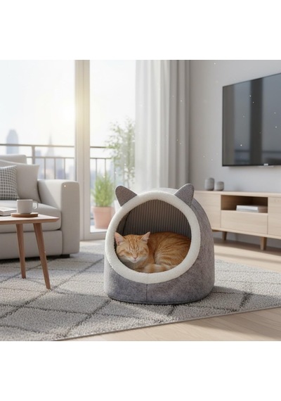 Ayrex Orret Home Keçe Kedi Köpek Evi Peluşlu / Ev Tipi Evcil Hayvan Yuvası, Sıcak Ve Konforlu Kedi Evi, Köpek Yata