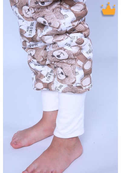 Babyhola 2.5 Tog Yorgan Gerektirmeyen Kalın Elyaf Dolgulu Çocuk Uyku Tulumu Pamuk Astarlı Unisex 6020 Kahverengi