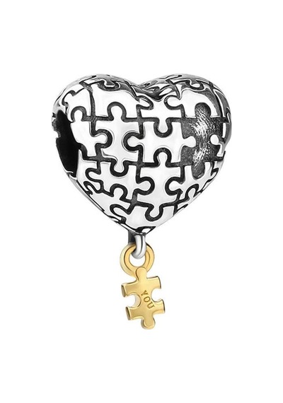 Beni Tamamıyorsun Charm Puzzle Kalp Charm Gümüş