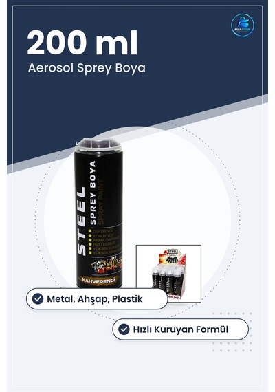 Sprey Boya Kahverengi 200ml Aerosol Metal Ahşap Plastik Yüzey Boy