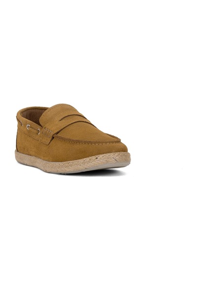 Elit Alf03 Erkek Hakiki Süet Deri Espadril Ayakkabı Taba Taba
