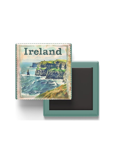 9x9 Cm Buzdolap Magnetleri - İrlanda - Ireland - 2'li Pul Ve Bayrak Seti