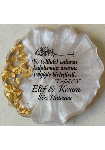 Epoksi Magnet 25 Ad Gold Söz Nişan Nikah Düğün Sünnet Hediye