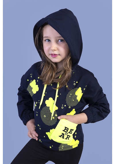 Toontoy Kız Çocuk Cep Detaylı Baskılı Sweatshirt Lacivert